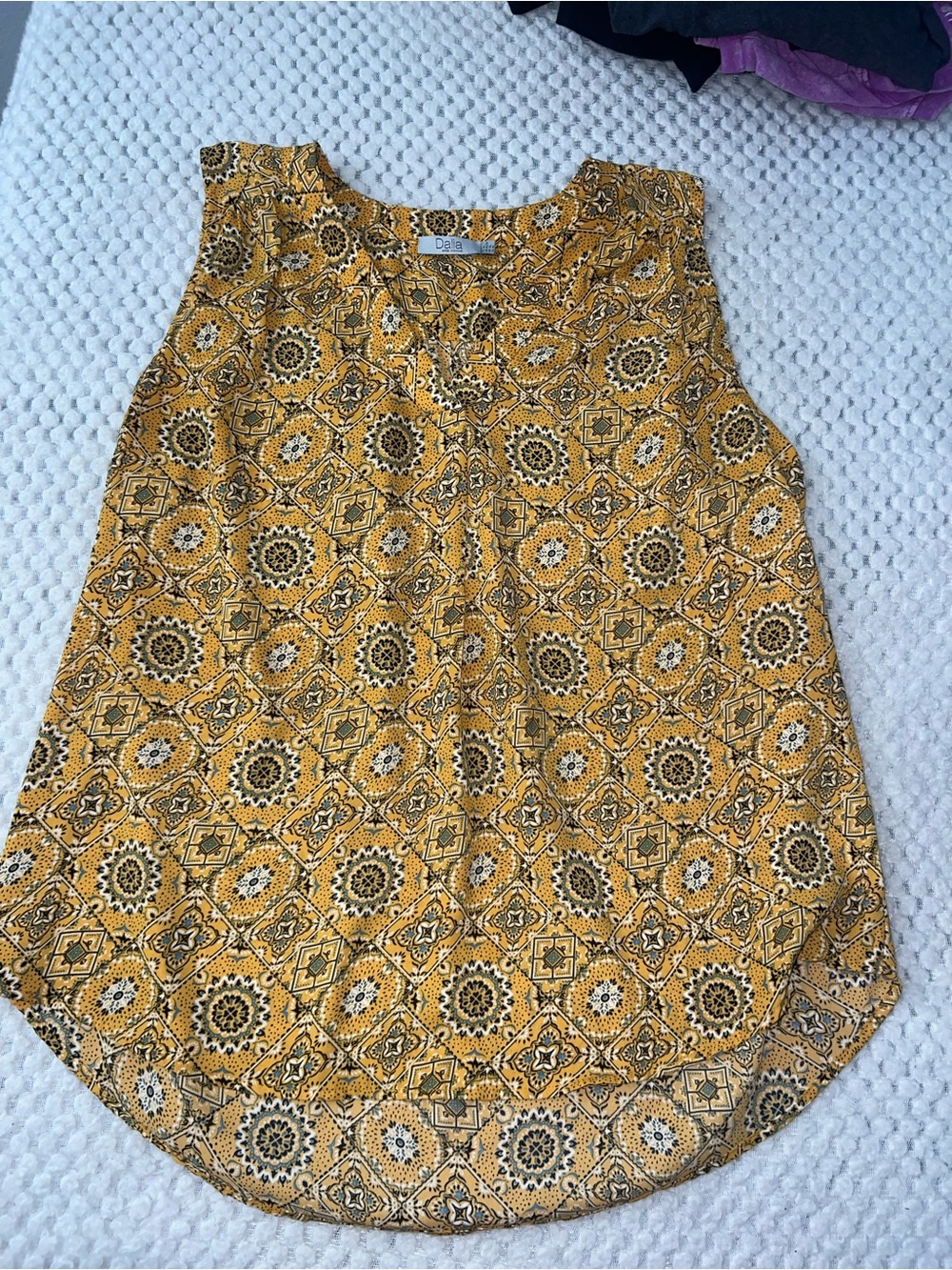 Dalia Mustard Yellow Patterned Sleeveless Camisole
